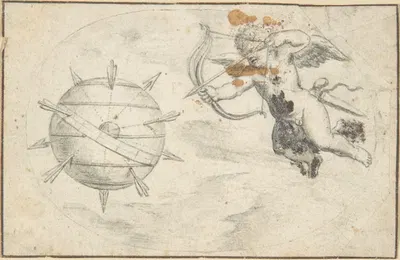 Cupid Shooting Arrows at the World Globe by Отто ван Вейн, 1608 — digital art print download