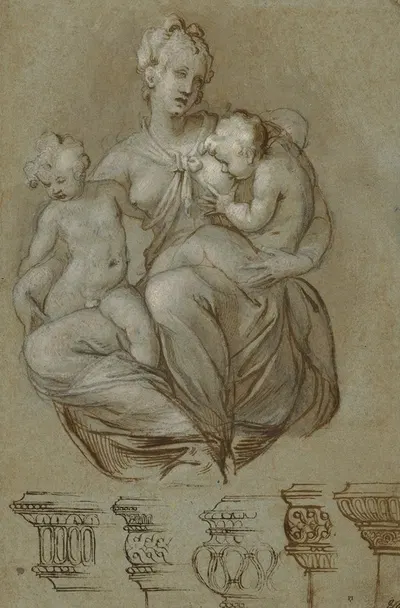 Charity and Studies of Entablatures by Паоло Фаринати, 1580 — digital art print download