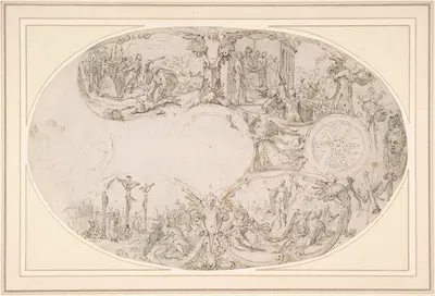 Design for a Silver Vessel with Scenes from the Passion of Christ by Paulus Willemsz. van Vianen — digital art print download
