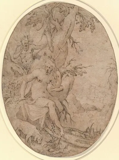 Diana and a Leering Satyr in a Forest by Paulus Willemsz. van Vianen — digital art print download