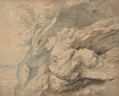 Study of the Side of a Rocky Cliff by Paulus Willemsz. van Vianen, 1600–1605 — digital art print download