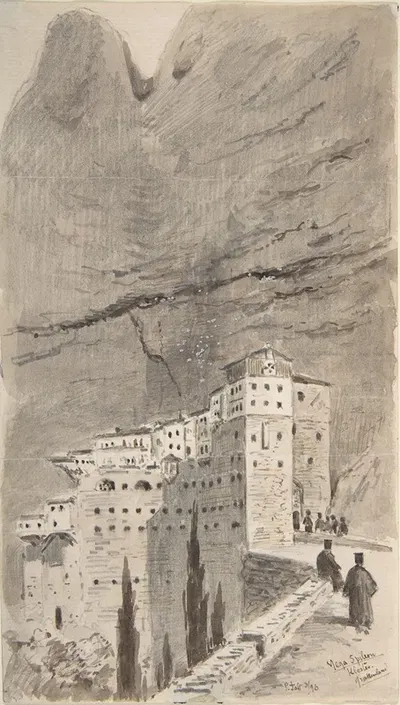 Monastery of Mega Spileon, Greece by Peter Toft, 1896 — digital art print download
