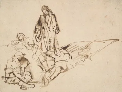 Study of Christ and the Sleeping Apostles by Филипс Конинк — digital art print download