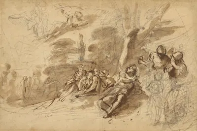 Iris appearing to Turnus; study of a Helmet by Пьер Франческо Мола, 1658–1659 — digital art print download