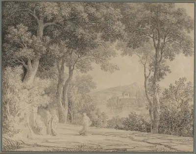 Classical Landscape with Women at a Fountain by Пьер-Анри де Валансьен — digital art print download