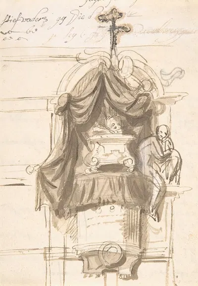 Design for a sepulchral monument in the form of a pulpit by Pieter Verbruggen the Younger — digital art print download