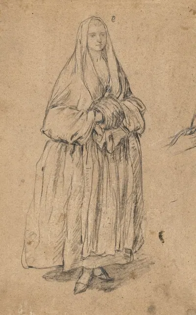 Standing Woman Holding a Muff, Turned Slightly to the Right by Pietro Longhi, 1755–1760 — digital art print download