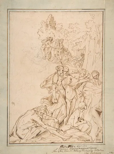 Allegorical Figures on Mount Parnassus; Study for the etching Triumph of Painting by Пьетро Теста — digital art print…
