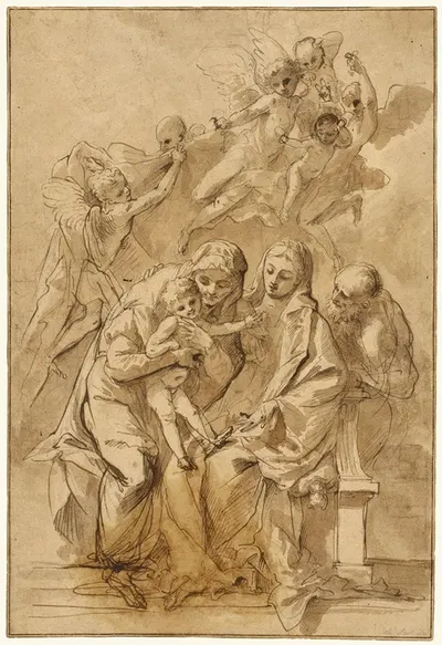Holy Family with Saint Anne by Пьетро Теста, 1645–1650 — digital art print download