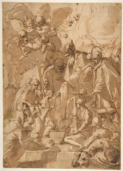 The Presentation of the Virgin in the Temple by Пьетро Теста, 1612-1650 — digital art print download