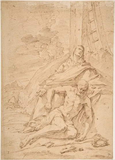 The Virgin Lamenting over the Dead Christ by Пьетро Теста — digital art print download
