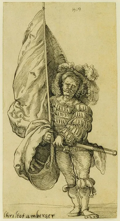 A Standard Bearer by Sebald Beham, 1519 — digital art print download