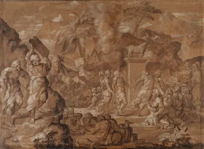The Israelites Dancing around the Golden Calf by Себастьен Бурдон, 1645 — digital art print download