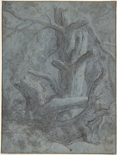 Study of a Blasted Tree Trunk and Branches by Simon de Vlieger, 1600–1653 — digital art print download