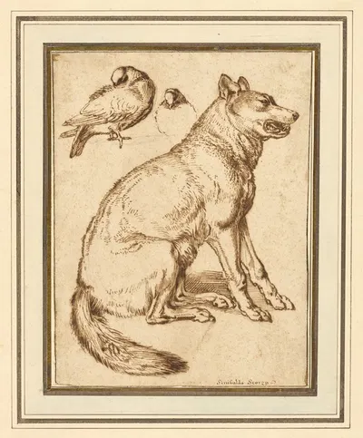 A Wolf and Two Doves by Sinibaldo Scorza, 1610–1620 — digital art print download