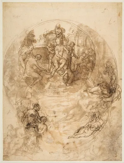Studies for a Circular Composition of Diana and Her Nymphs Bathing by Taddeo Zuccaro — digital art print download