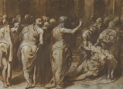 Saint Paul Restoring Eutychus to Life by Taddeo Zuccaro — digital art print download