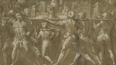 Soldiers Carrying a Model of a City by Taddeo Zuccaro, 1548 — digital art print download