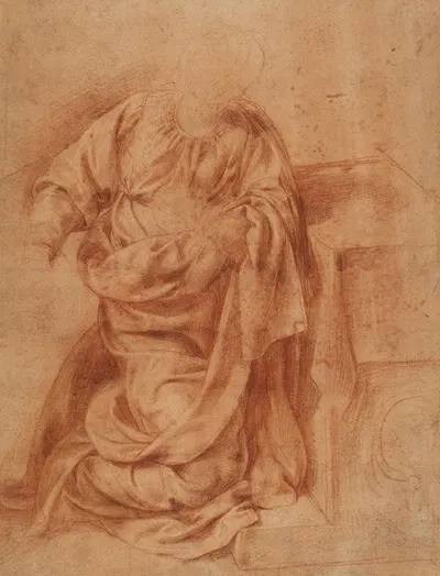 Study for the Kneeling Virgin by Танцио да Варалло, 1625 — digital art print download
