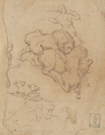 Hunting Scene and Lions Attacking Animals by The Veneto — digital art print download