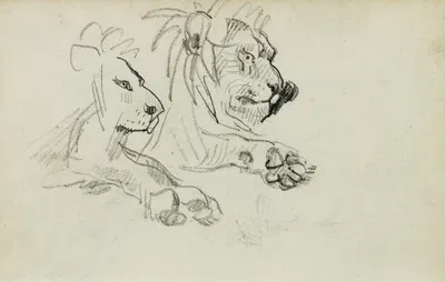 Two lion studies by Теодор Жерико, 1812 - 1814 — digital art print download