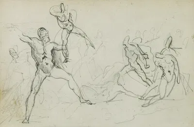 Studies of nude men in combat by Теодор Жерико, 1812 - 1814 — digital art print download