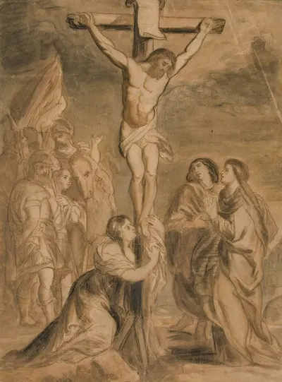 Christ on the Cross Surrounded by Virgin and Saints by Théodore Géricault — digital art print download