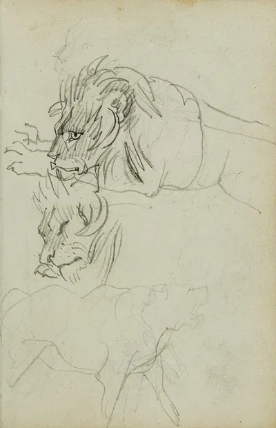 Three lion studies by Теодор Жерико, 1812 - 1814 — digital art print download