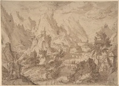 Mountainous Landscape with Tobias and the Angel by Тобиас Верхаект, 1575–1631 — digital art print download