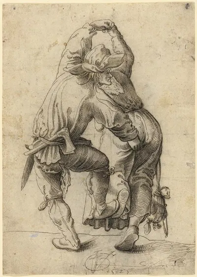 Dancing Peasant Couple by Urs Graf, 1525 — digital art print download