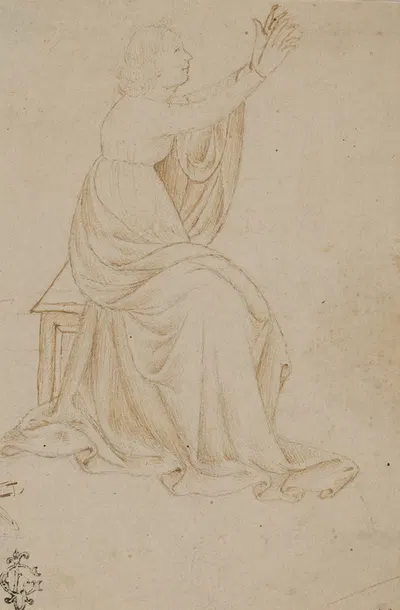 Seated Female Figure with Upraised Arms, Facing Right by Веронезе — digital art print download
