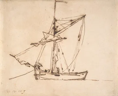 Sketch of a Sailboat by Виллем ван де Вельде младший — digital art print download