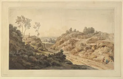 Hilly Landscape with Two Figures on a Road by Уильям Тавернер — digital art print download