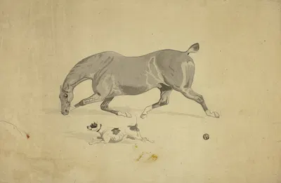 Running Horse and Dog by Авраам Купер — digital art print download