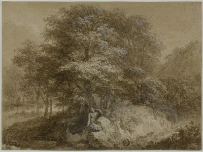 Shady Grove with Nymph Seated Under Tree by Adam Friedrich Oeser — digital art print download