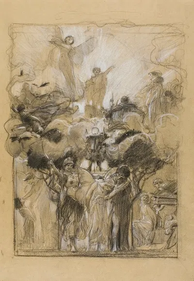 Group Composition from Fantasia Enchained by Adolf Hirémy-Hirschl — digital art print download