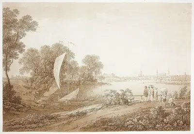 Вид на Дрезден из Пишена by Адриан Цингг, c. 1805 — digital art print download