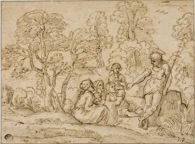 Saint John the Baptist Preaching by After Annibale Carracci — digital art print download