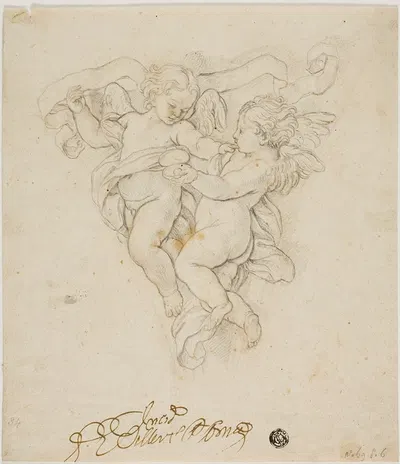 Spandrel Decoration with Two Putti by After Carlo Maratti — digital art print download