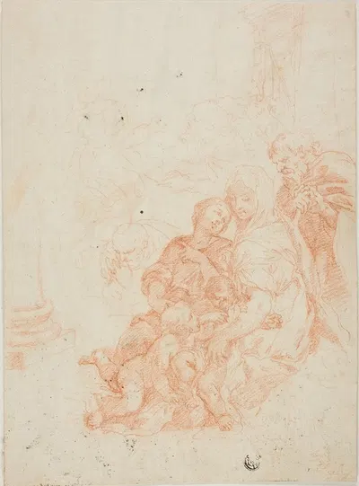 Holy Family with the Infant Saint John by After Ciro Ferri — digital art print download