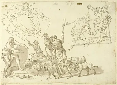 Sketches of Religious Scenes by After Domenico Piola — digital art print download