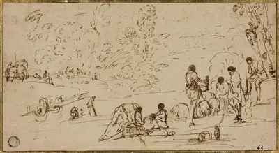 Group of Figures by a River by Аготтино Тасси — digital art print download