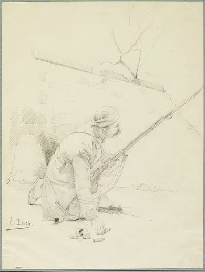 Wounded Soldier Loading his Rifle by Александр Блох, c. 1897 — digital art print download