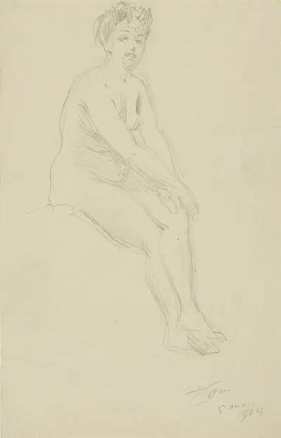 Seated Female Nude by Anders Zorn, 1904 — digital art print download