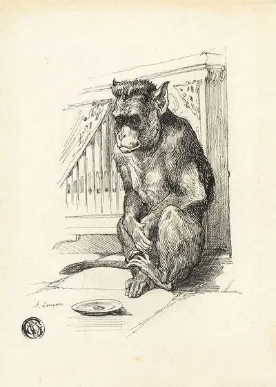 Begging Monkey by Огюст Андре Лансон — digital art print download