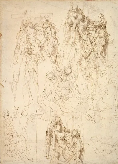 Studies for the Deposition by Aurelio Luini, c. 1555 — digital art print download
