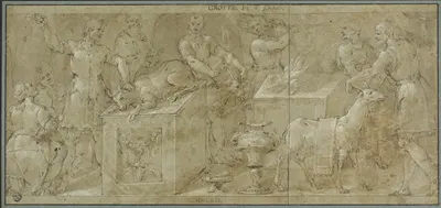 Aeneas and His Companions Preparing Animals for Sacrifice by Avanzino Nucci — digital art print download