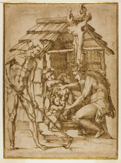 First Family Before a Shelter by Baccio Bandinelli, 1547 — digital art print download