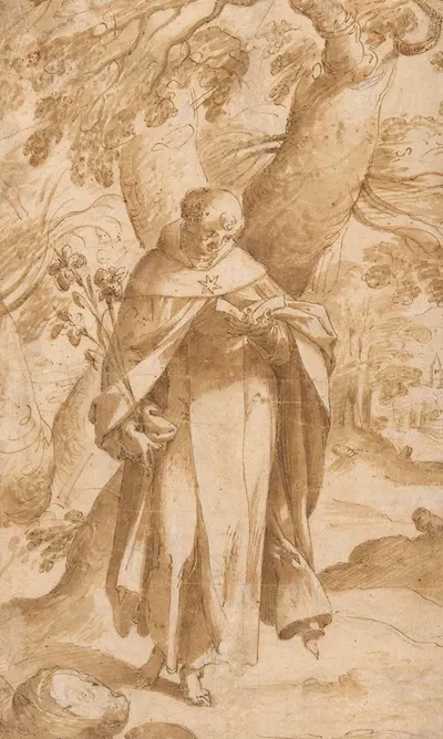 Saint Dominic Reading by Bartholomaeus Spranger, c. 1573 — digital art print download