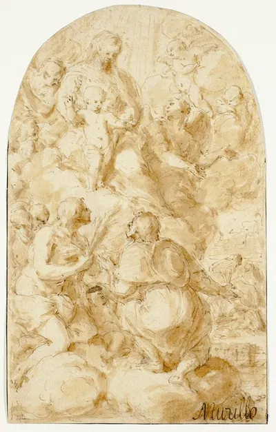 Virgin Mary with the Christ Child in the Clouds by Bartolomé Estebán Murillo, 1601-1700 — digital art print download